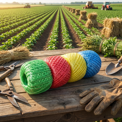 Support heavy banana twine propping to prevent plantain plants breaking or falling down