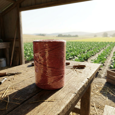 Support heavy banana twine propping to prevent plantain plants breaking or falling down